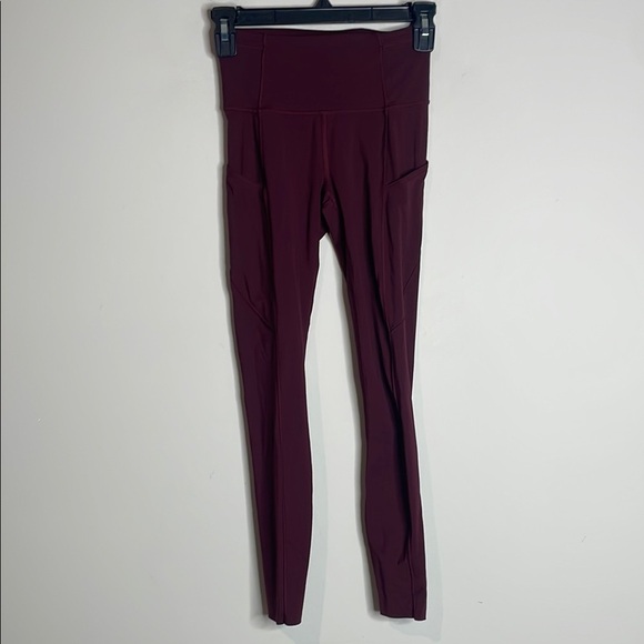 Lululemon | Women’s Maroon Fast n Free 7/8 High Waisted Leggings Size 2 - Picture 1 of 8